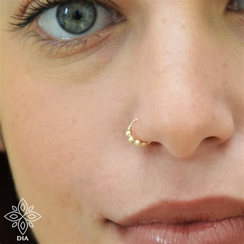Nose Ring Solid 14k Gold Nose Earring Hoop Seamless Nose Etsy