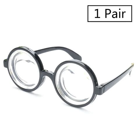 4 Pack Geek Nerd Thick Bottle Round Glasses For Party Circular Mad Scientist Nerd Glasses