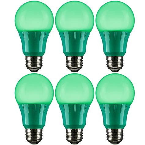 Sunlite A193wgled6pk Led Colored A19 3w Light Bulbs With Medium