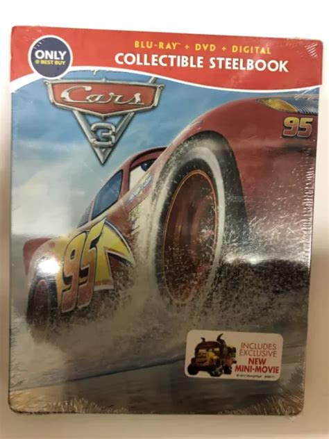 Disney Pixar Cars 3 Steelbook Blu Ray Dvd Digital New W Exclusive Mini