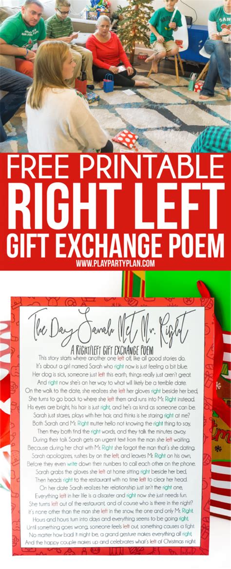 A Hilarious Left Right Christmas Poem And T Game Play Party Plan