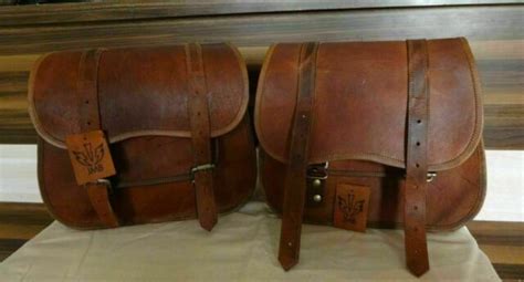 Vintage Brown Leather Motorcycle Saddle Bags Ebay