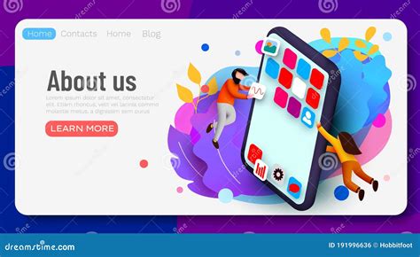 Landing Page Modern Banner Template With Tiny People And Giant