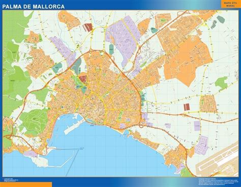 » time zone, » political map, » natural map, » palma de mallorca on night map & » google map. Palma Mallorca Mapa Vinilo | Digital Maps. Netmaps UK ...