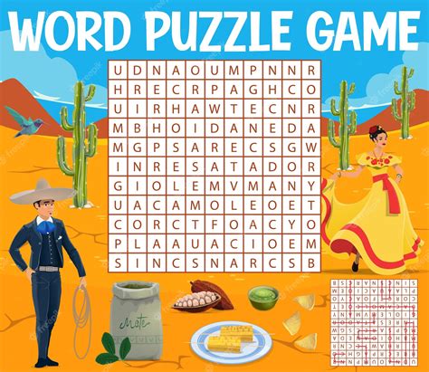 Premium Vector Mexican Word Search Puzzle Game Food And People