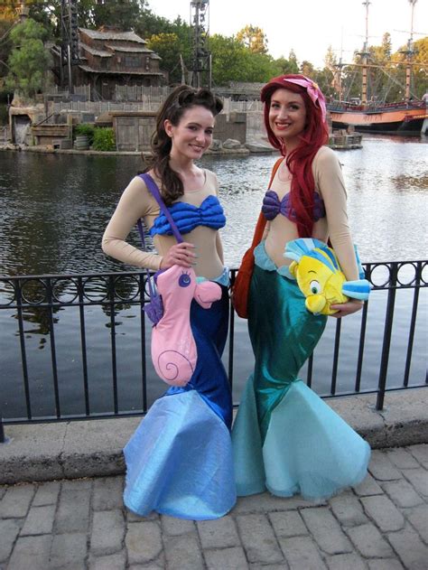 the little mermaid ariel and aquata costume cosplay with flounder and mr fuzzyfinkle mickey s