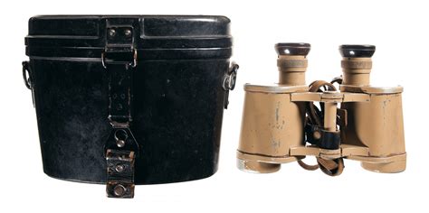 Pair Of Desert Style World War Ii German Binoculars With Case