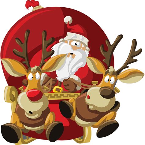 J'ai bien reçu ta jolie lettre et ta liste de cadeaux. Sticker Noël Père Noël à vive allure avec ses rennes ...