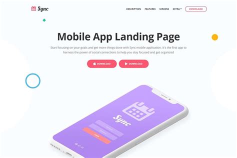 Sync - Mobile App Landing Page HTML | App landing page, Landing page, Landing page html