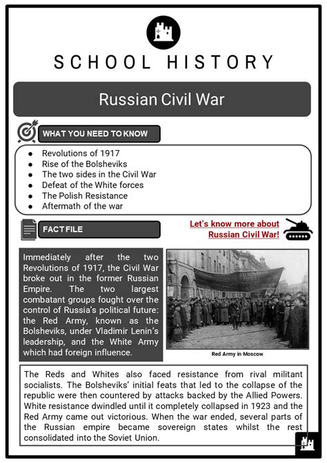 Russian Civil War Facts Worksheets Revolutions Of 1917 And Bolsheviks