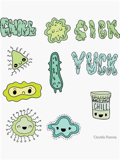 Cute Sick Germs Sticker By Claudiaramos Redbubble