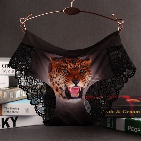 2017 2017 New Sexy Panties Seamless 3d Tiger Print Underwear Women Printed 3d Lace Briefs Female