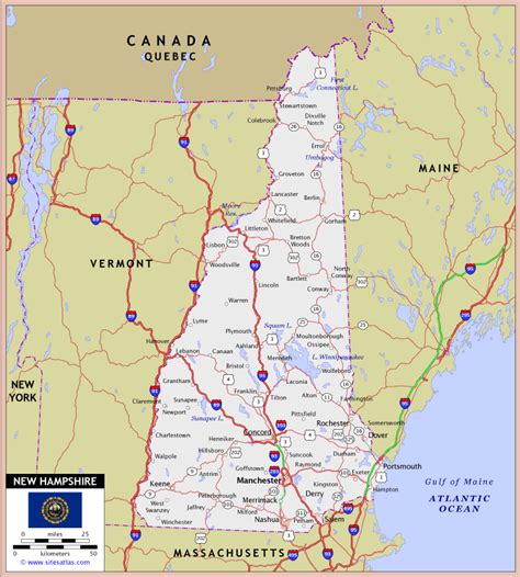 New Hampshire New Hampshire Highway And Road Map Raster Image