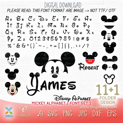 Disney Font Svgmickey Minniedisney Svg Fontsdxfclipart Svgsilhouette Files Cricutcut Files