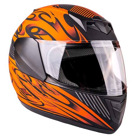 Youth Kids Full Face Orange Typhoon Motorcycle Helmet Typhoon Helmets