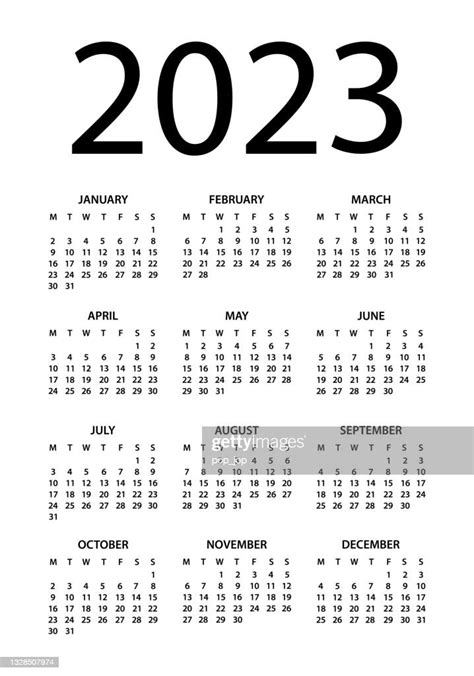 Calendar 2023 Vector Illustration Week Starts On Monday High Res Vector