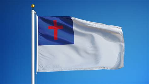 Seamless Looping High Definition Video Of The Christian Flag Waving On