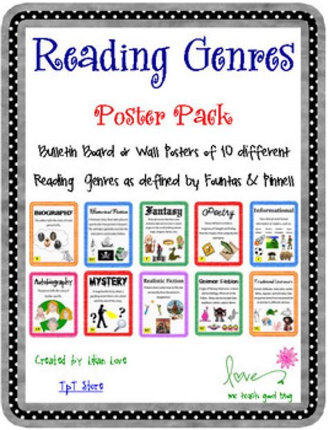 Reading Genre Poster Set With Definitions Me Teach Good Tpt With Genre Posters Free