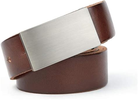 Mens Genuine Leather Belt Reversible Plaque Buckle Belt Business Belt