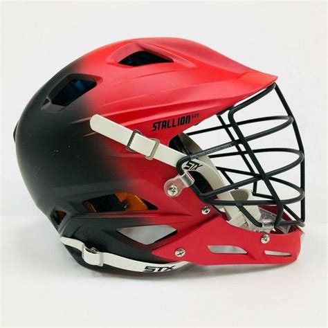 New Stx Schutt Stallion 600 Lacrosse Helmet Large Custom Red Black D30