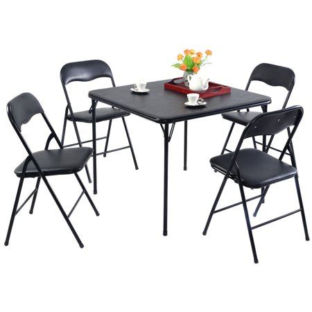 Large tables offer plenty of surface area for. 5 Piece Black Folding Card Table and Chair Set - Walmart.com
