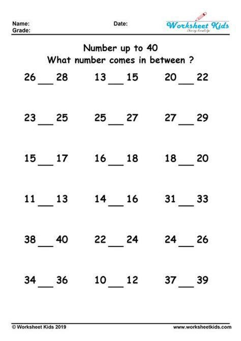 What Number Comes In Between 1 To 20 100 500 1000 Free Printable