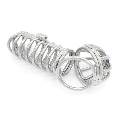 ahhb stainless steel male chastity device cage penile bondage restraint ring lock adult game sex