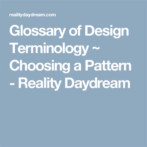 Glossary Of Design Terminology 27 Patterns Pattern Glossary Design