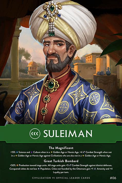 Civilization Vi Official Leader Card Suleiman Civfanatics Forums