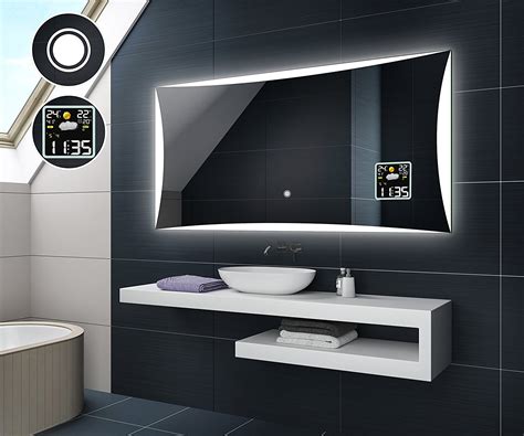 Miroir Muraux Salle De Bain Interrupteur Tactile + Station Météo S3 - ♣