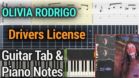 Drivers License Guitar Tabs And Piano Notes Olivia Rodrigo Tutorial