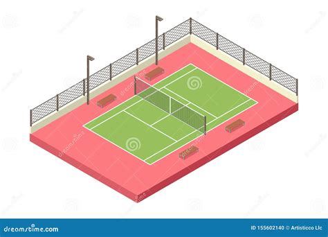Isometric Tennis Outdoor Court Illustration Stock Vector Illustration