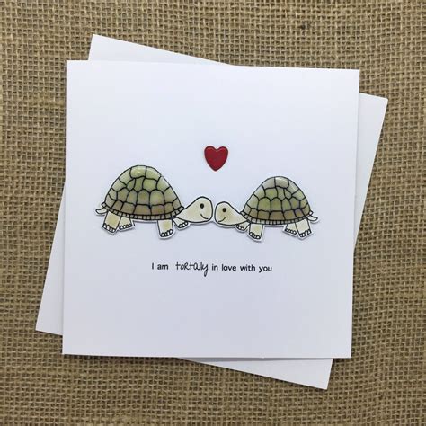 handmade anniversary valentines card cute tortoise couple tort ally in love with you hi