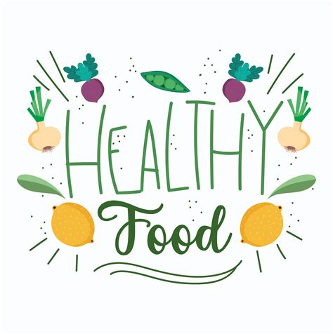Cute Healthy Food Lettering With Produce Icons 1249369 Vector Art At