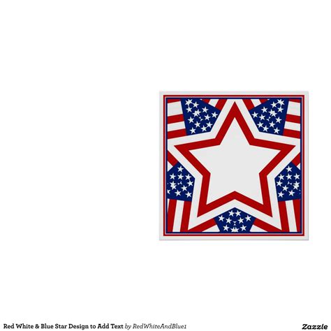 Red White And Blue Star Design To Add Text Print Zazzle
