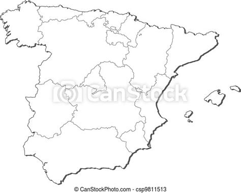 Vetores De Mapa Espanha Político Mapa De Espanha Com A Vários