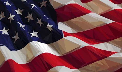 American Flag Art Abstract Us Flag Polygonal Flag Low Poly Art