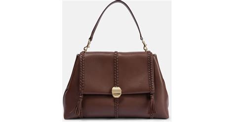 Chloé Penelope Medium Leather Shoulder Bag In Brown Lyst