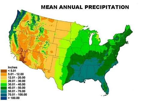 Map Mean Average Annual Precipitation Us Map United States Usa Map