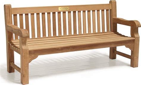 Jati Gladstone Teak Fully Assembled Park Bench 18m With Brass Memorial Personalised Engraved