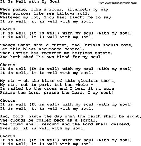 Baptist Hymnal Christian Song It Is Well With My Soul Lyrics With