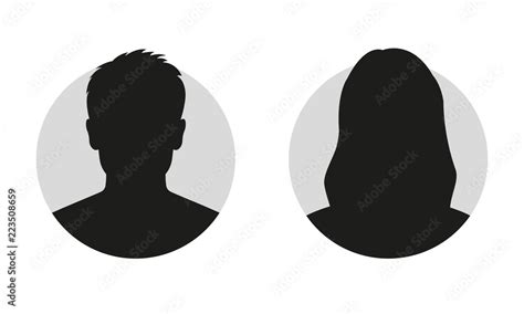 Male And Female Face Silhouette Or Icon Man And Woman Avatar Profile