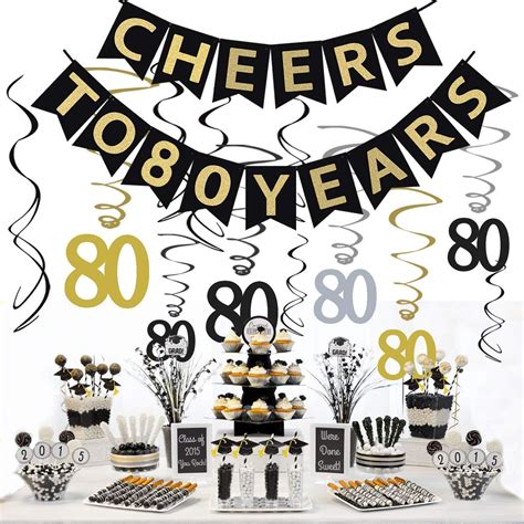 Jevenis 80th Birthday Party Decorations Kit Cheers To 80 Years Banner