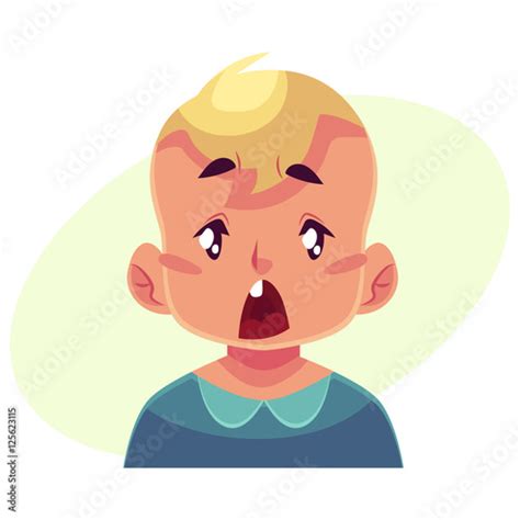 Little Boy Face Surprised Facial Expression Cartoon Vector