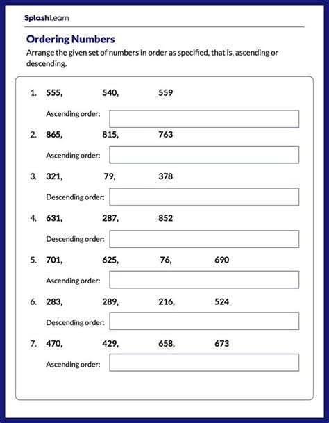 First Grade Ordering Numbers Worksheets Hot Sex Picture