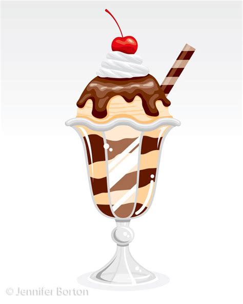 Chocolate Ice Cream Sundae Vector Illustration