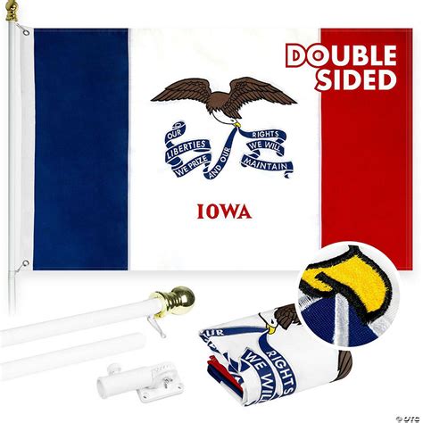 G128 6 Feet Tangle Free Spinning Flagpole White Iowa Double Sided Brass