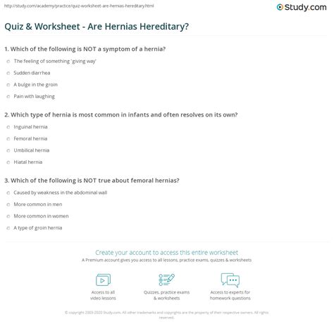 Quiz And Worksheet Are Hernias Hereditary