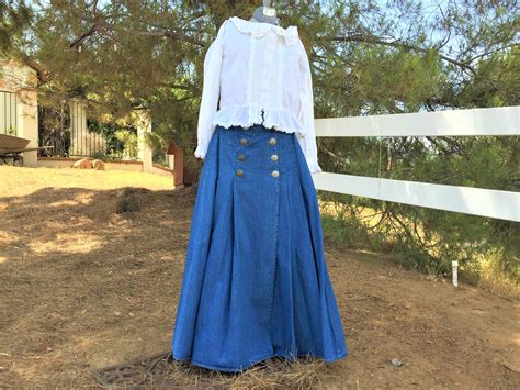 Southwest Denim Prairie Skirt So Full 140 Inch Around Hemline Etsy