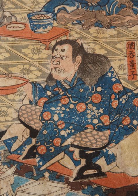 Antique Japanese Wood Block Print 1850s Oni Demons Japan Art Ebay